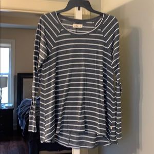 Gray striped long sleeve shirt
